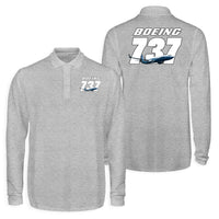 Thumbnail for Super Boeing 737+Text Designed Long Sleeve Polo T-Shirts (Double-Side)