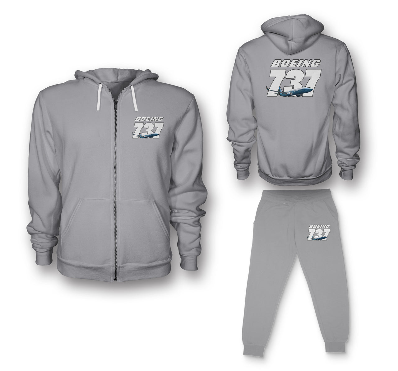 Super Boeing 737+Text Designed Zipped Hoodies & Sweatpants Set
