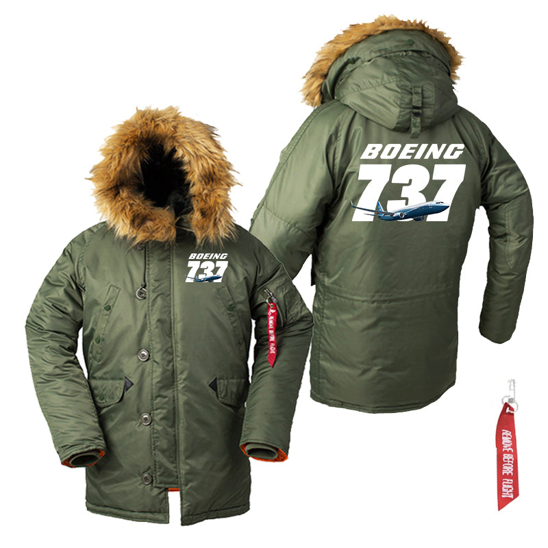 Super Boeing 737+Text Designed Parka Bomber Jackets