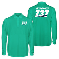 Thumbnail for Super Boeing 737+Text Designed Long Sleeve Polo T-Shirts (Double-Side)