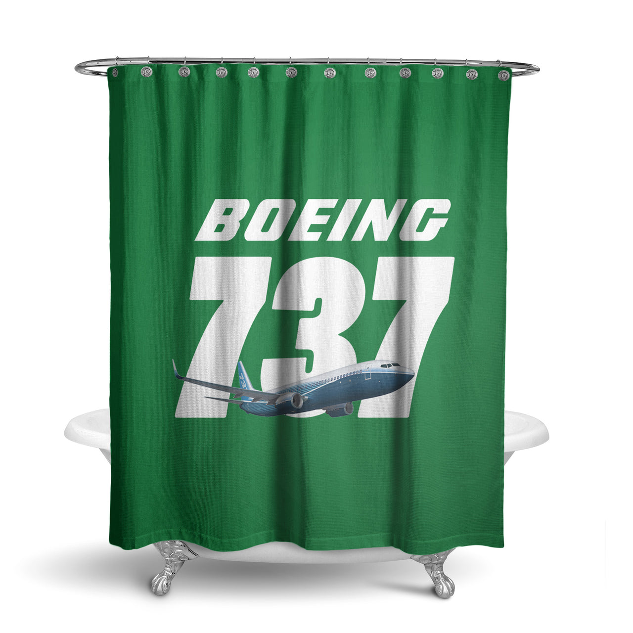 Super Boeing 737+Text Designed Shower Curtains