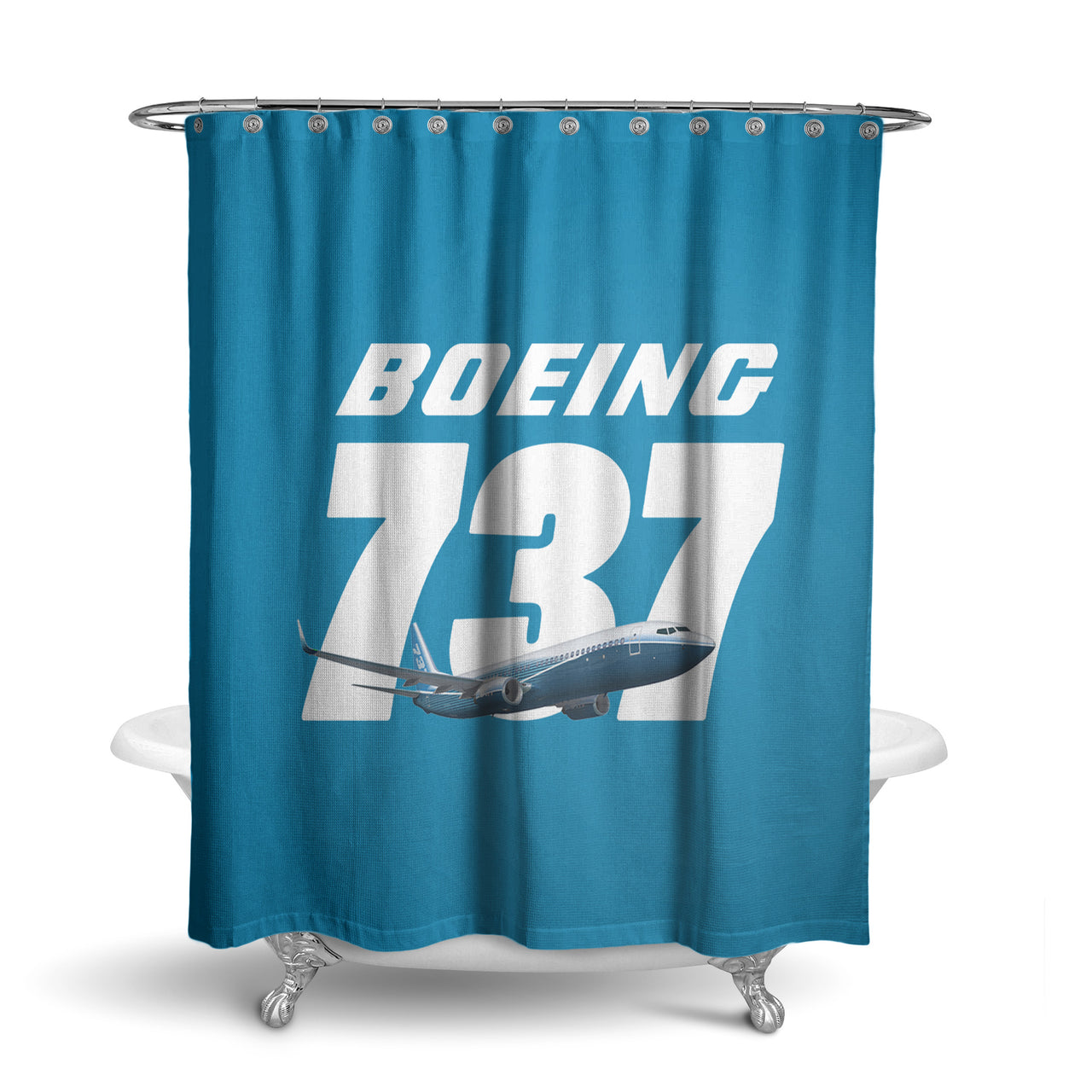 Super Boeing 737+Text Designed Shower Curtains