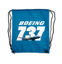 Thumbnail for Super Boeing 737+Text Designed Drawstring Bags