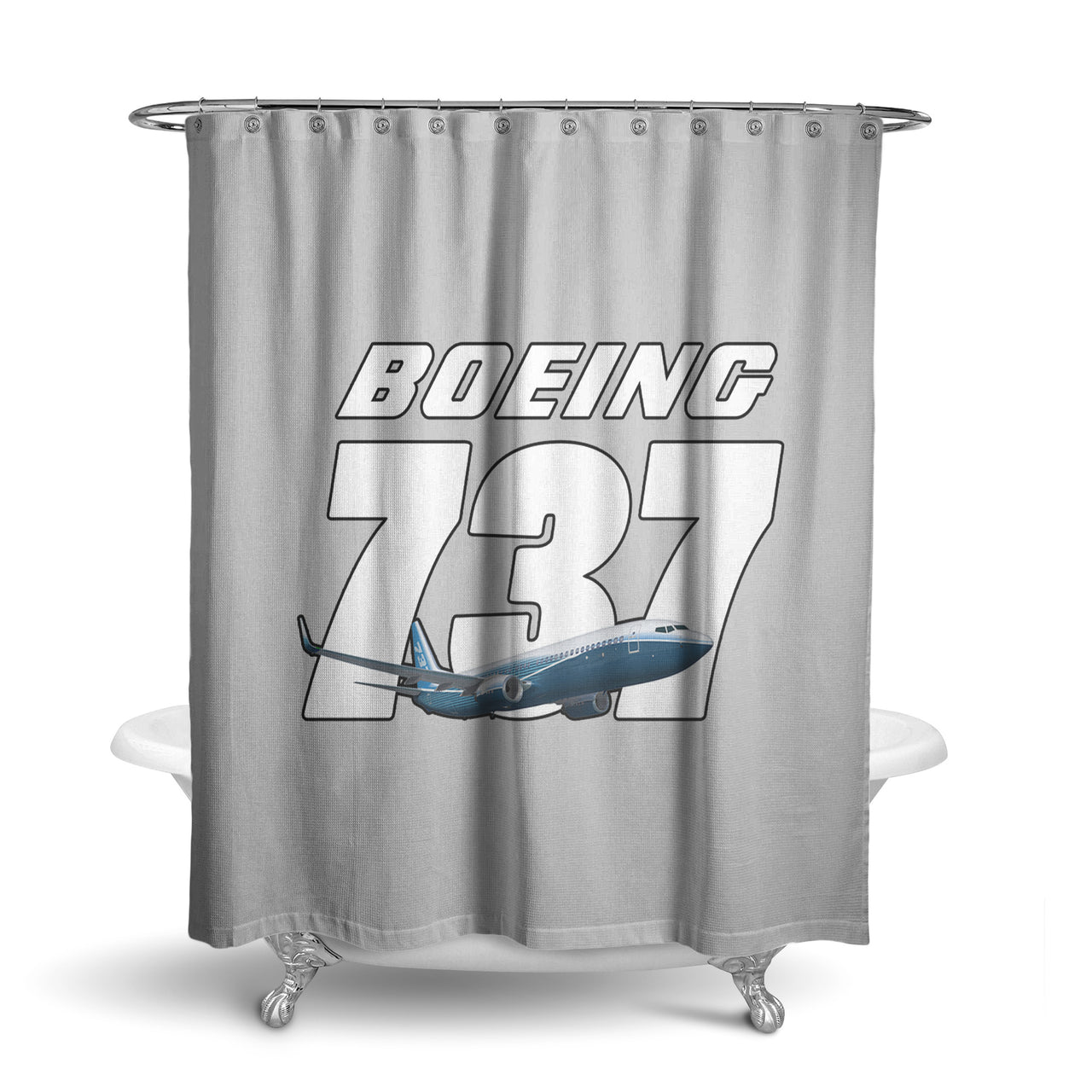 Super Boeing 737+Text Designed Shower Curtains