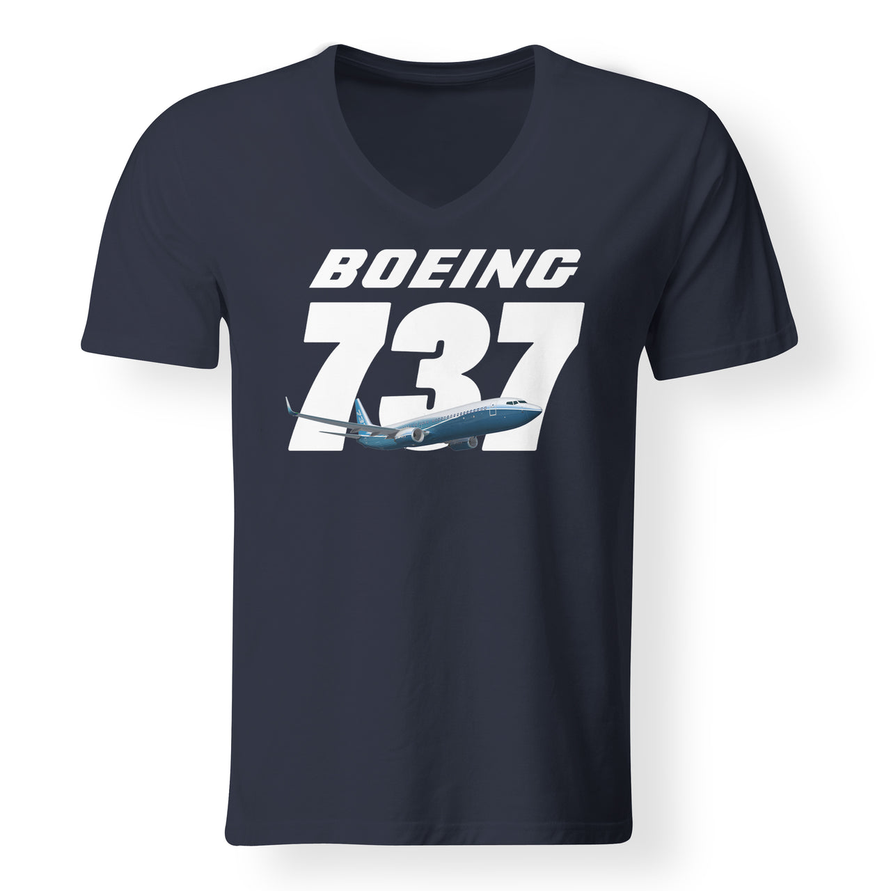 Super Boeing 737+Text Designed V-Neck T-Shirts