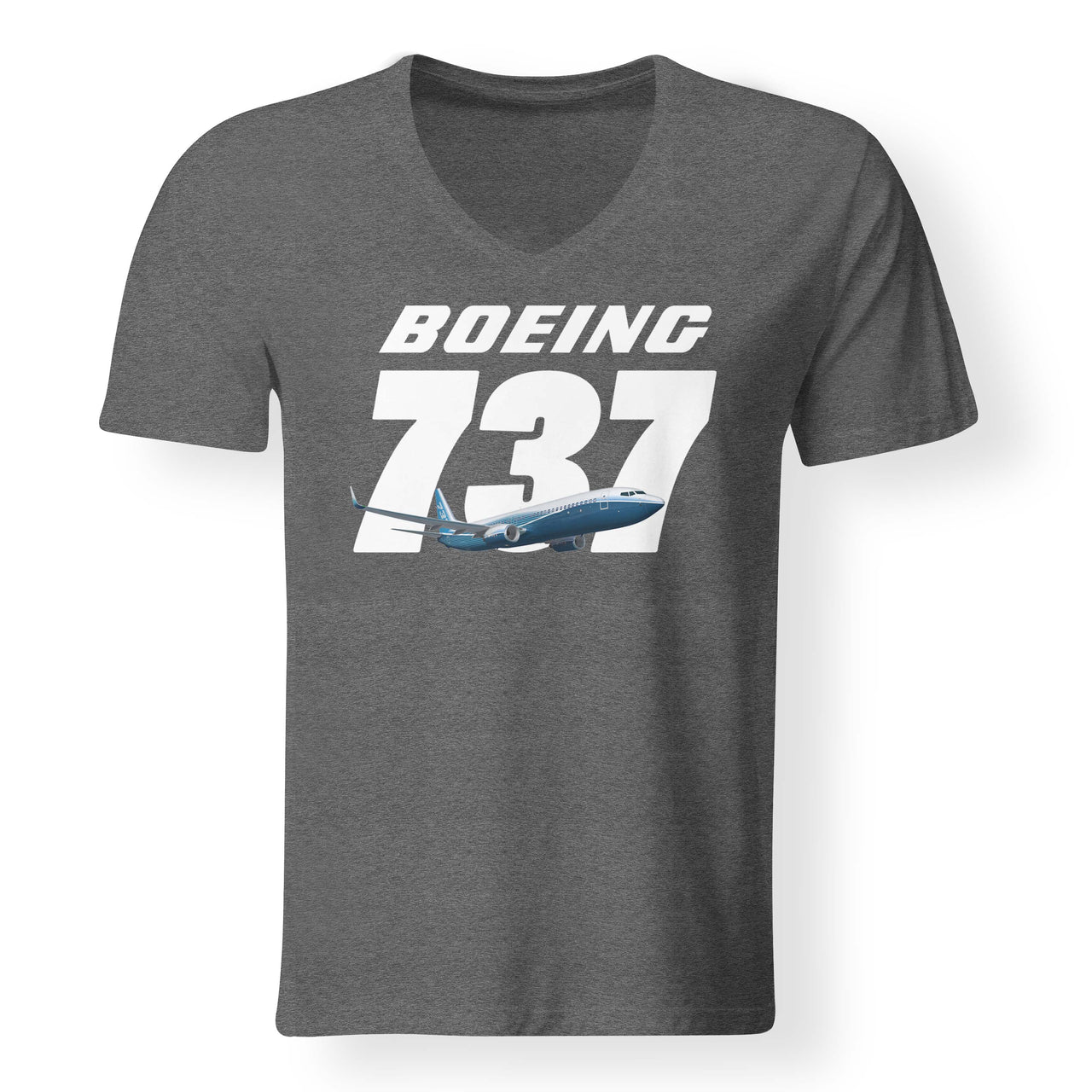 Super Boeing 737+Text Designed V-Neck T-Shirts