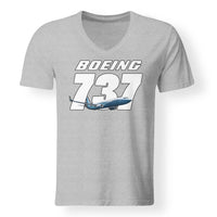 Thumbnail for Super Boeing 737+Text Designed V-Neck T-Shirts