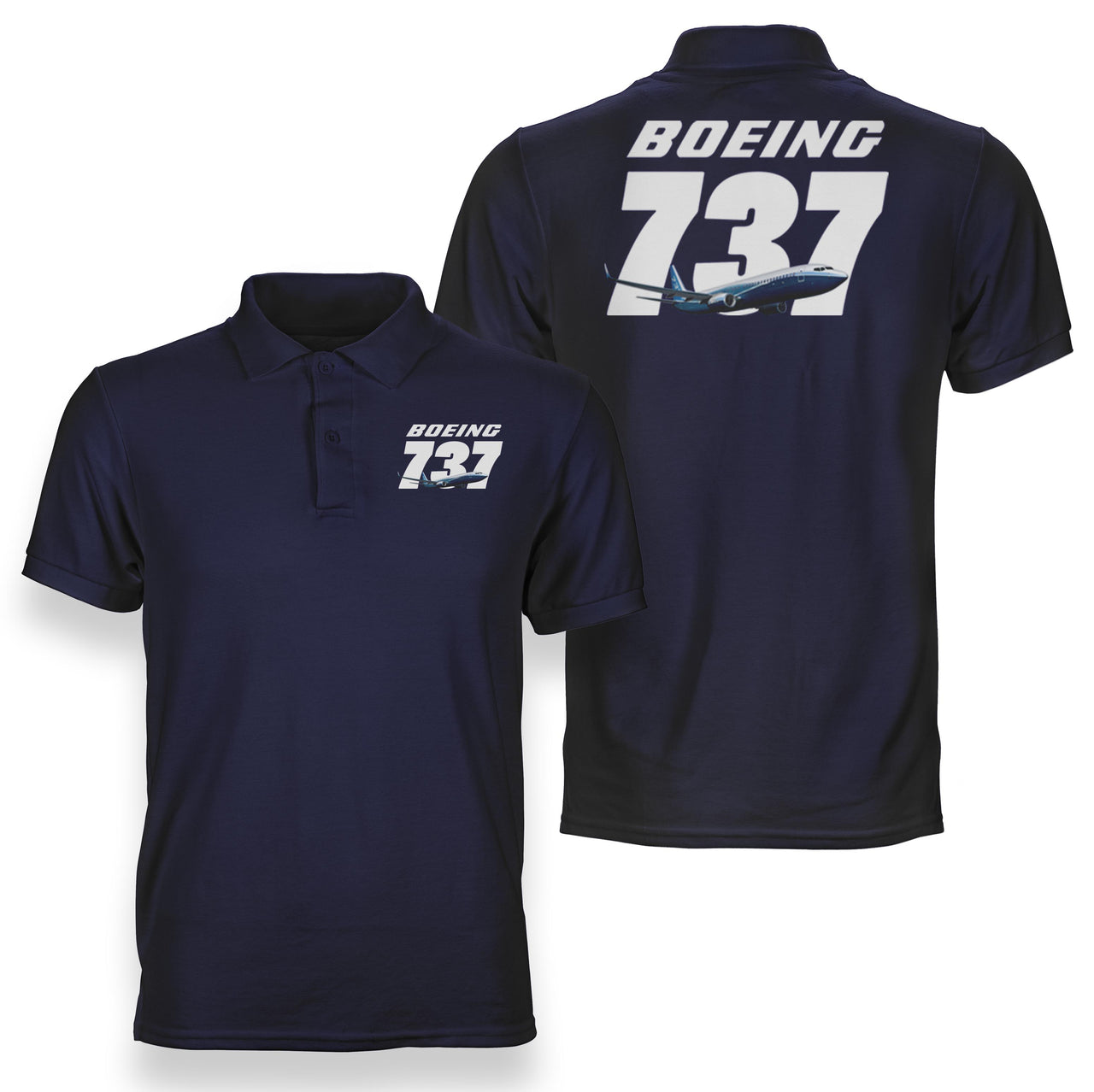 Super Boeing 737+Text Designed Double Side Polo T-Shirts