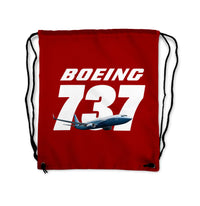 Thumbnail for Super Boeing 737+Text Designed Drawstring Bags