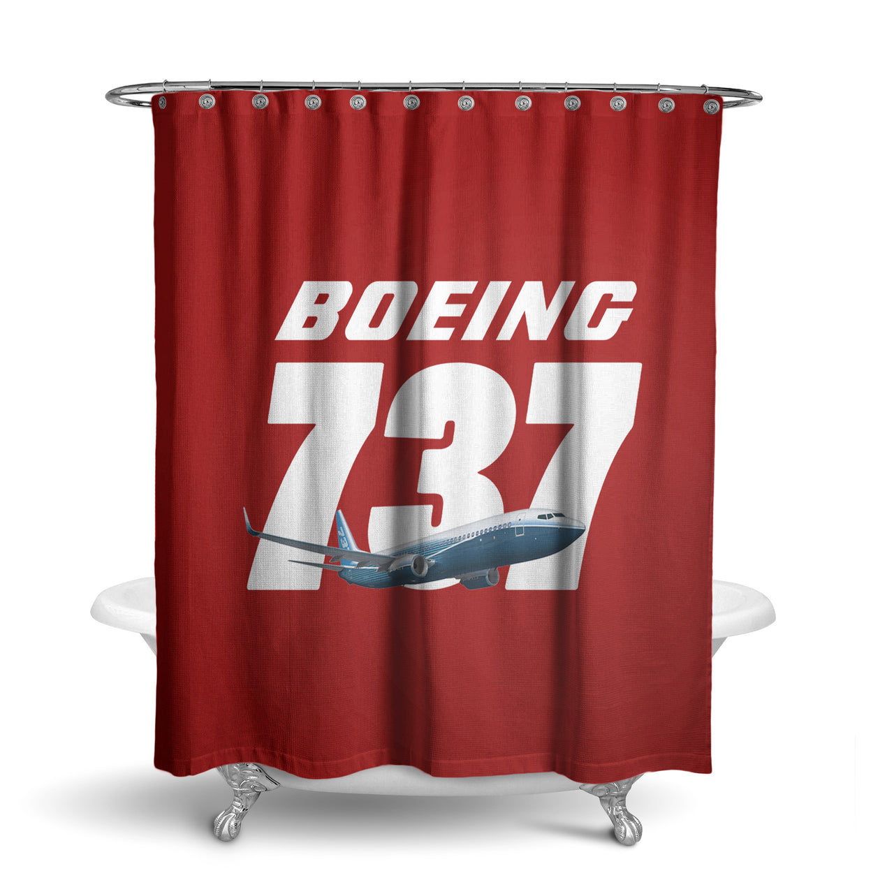 Super Boeing 737+Text Designed Shower Curtains