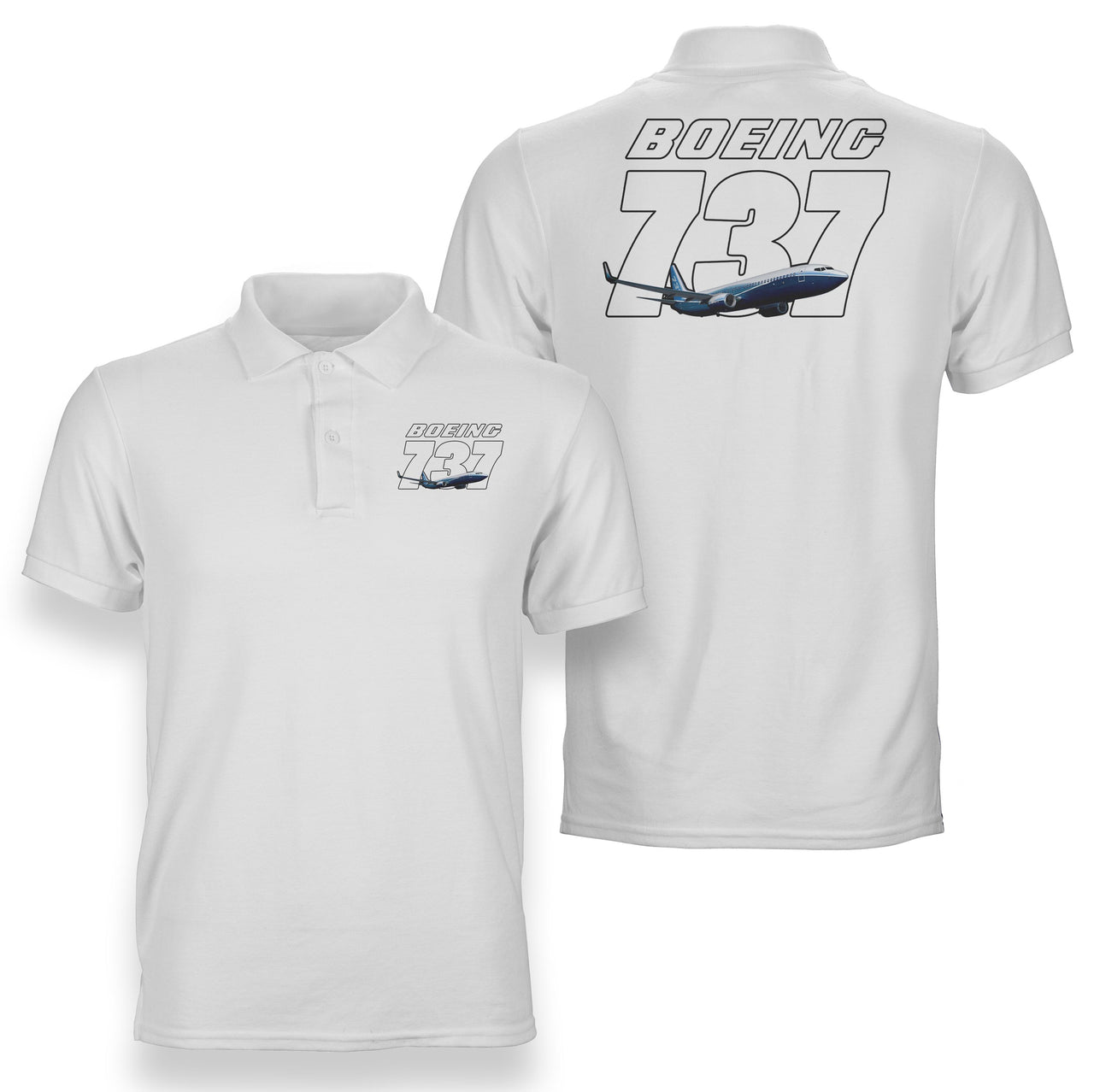 Super Boeing 737+Text Designed Double Side Polo T-Shirts