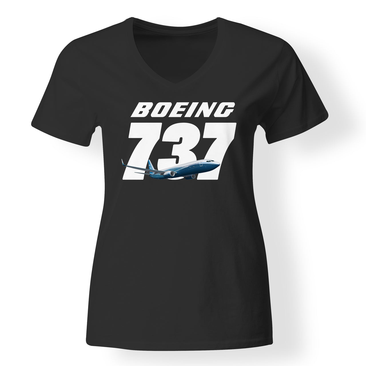 Super Boeing 737+Text Designed V-Neck T-Shirts