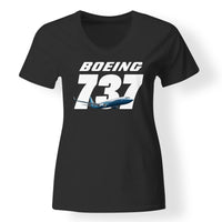 Thumbnail for Super Boeing 737+Text Designed V-Neck T-Shirts
