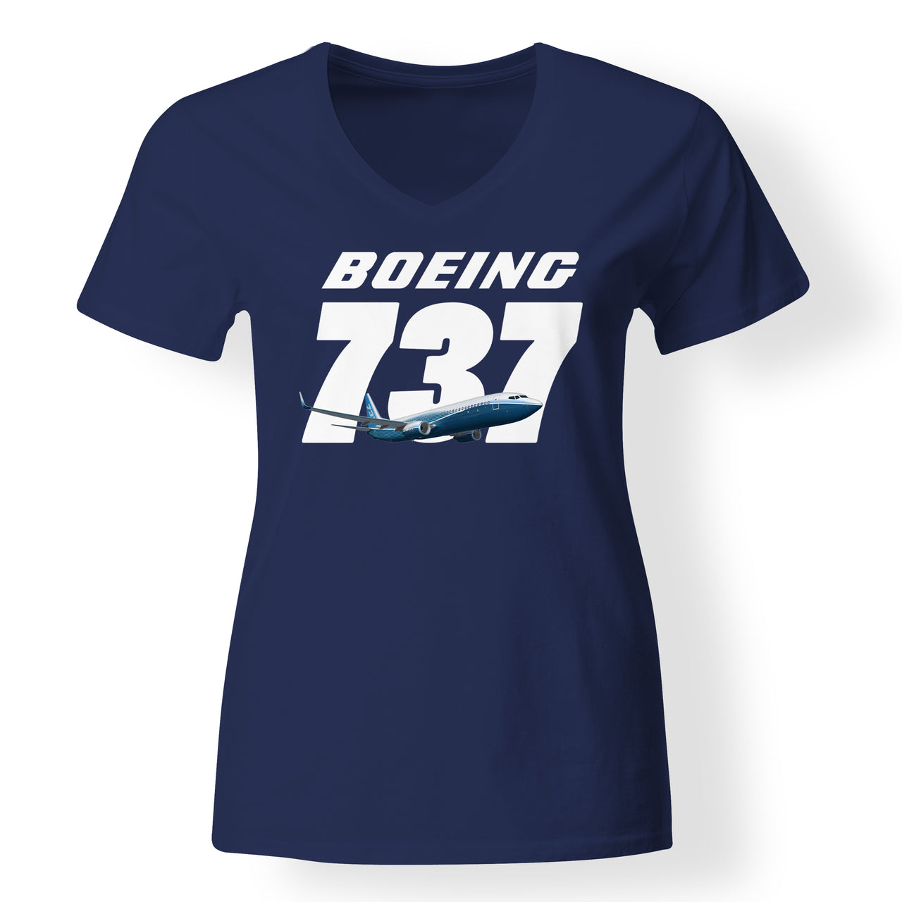 Super Boeing 737+Text Designed V-Neck T-Shirts