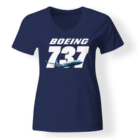 Thumbnail for Super Boeing 737+Text Designed V-Neck T-Shirts