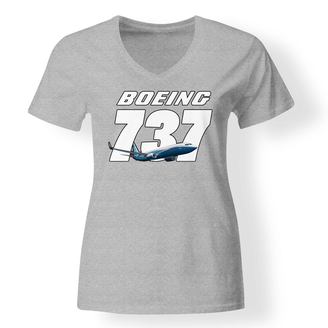 Super Boeing 737+Text Designed V-Neck T-Shirts