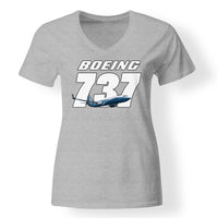 Thumbnail for Super Boeing 737+Text Designed V-Neck T-Shirts