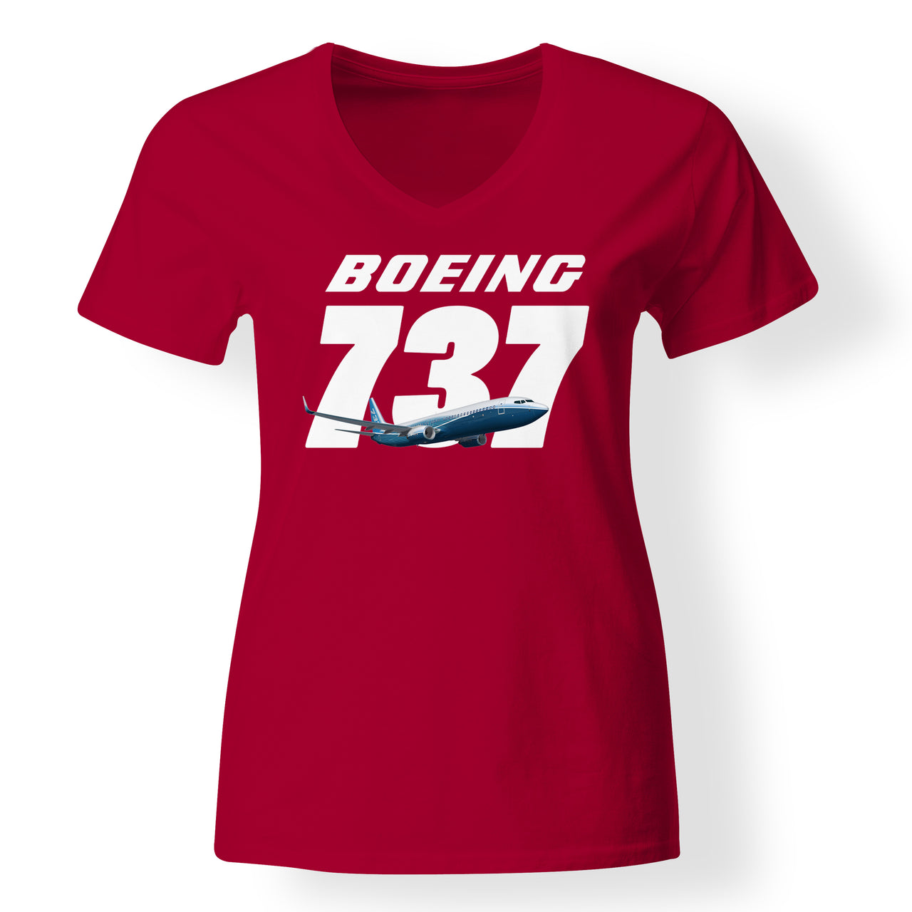 Super Boeing 737+Text Designed V-Neck T-Shirts