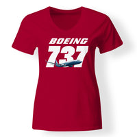 Thumbnail for Super Boeing 737+Text Designed V-Neck T-Shirts