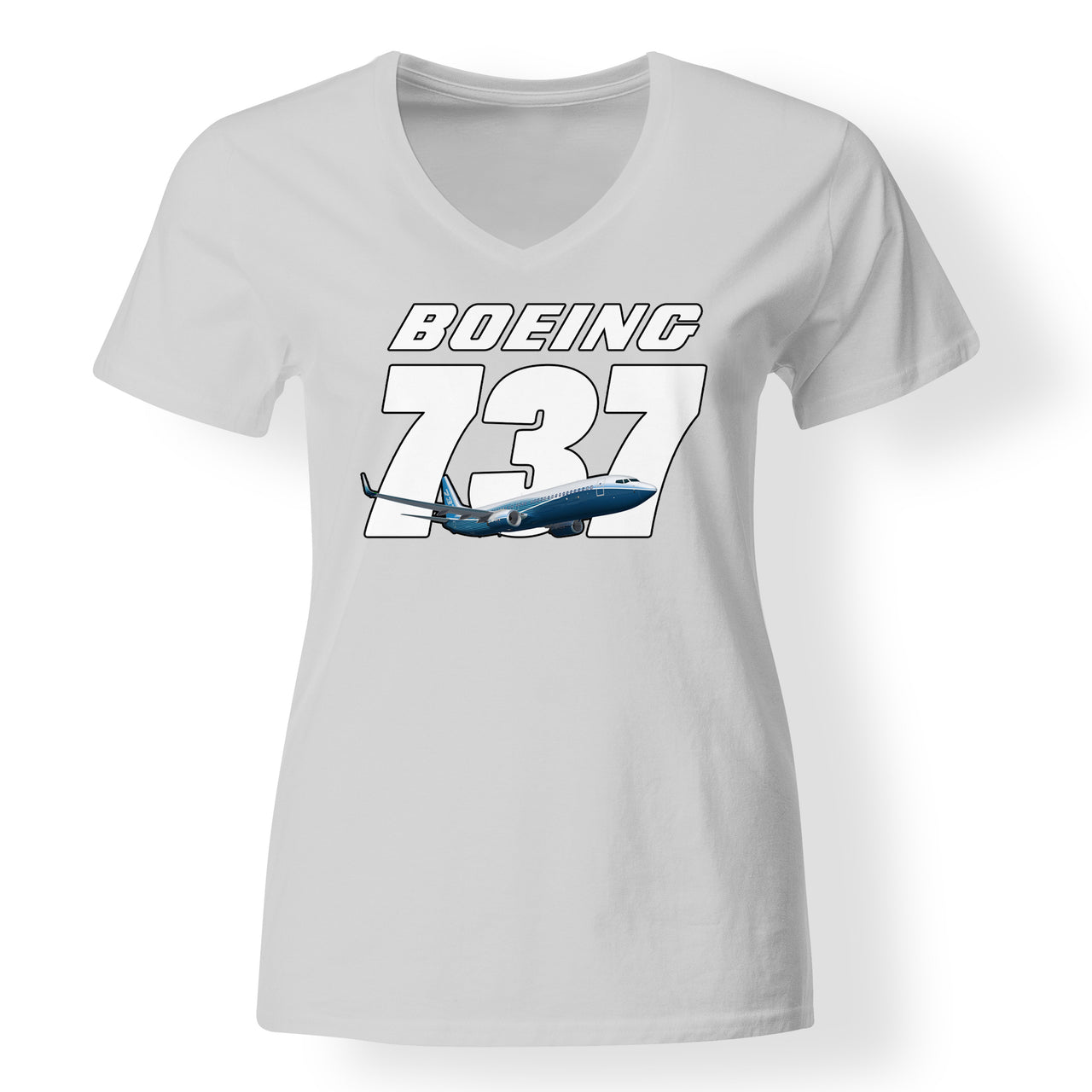 Super Boeing 737+Text Designed V-Neck T-Shirts