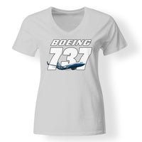 Thumbnail for Super Boeing 737+Text Designed V-Neck T-Shirts