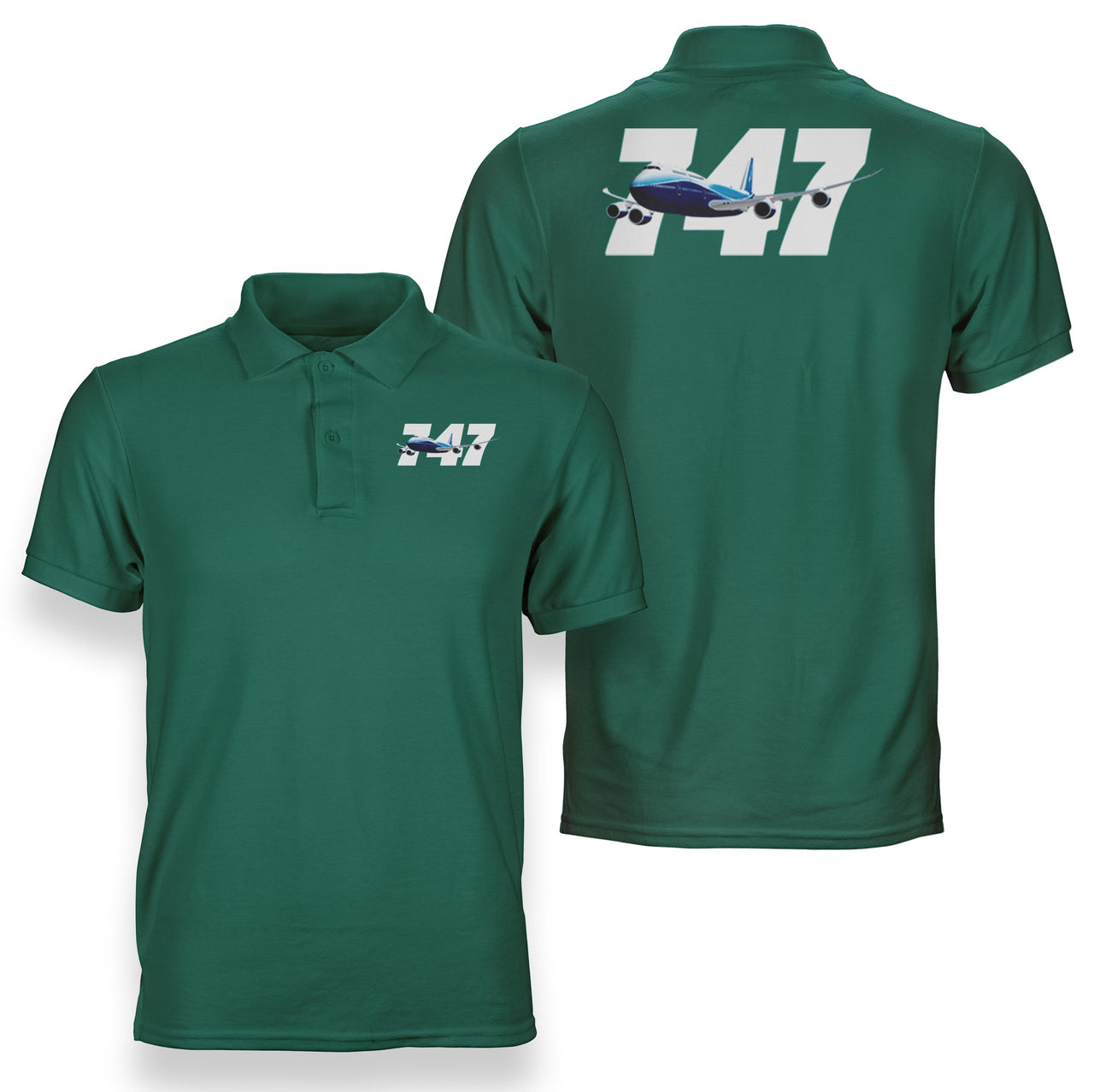 Super Boeing 747 Designed Double Side Polo T-Shirts