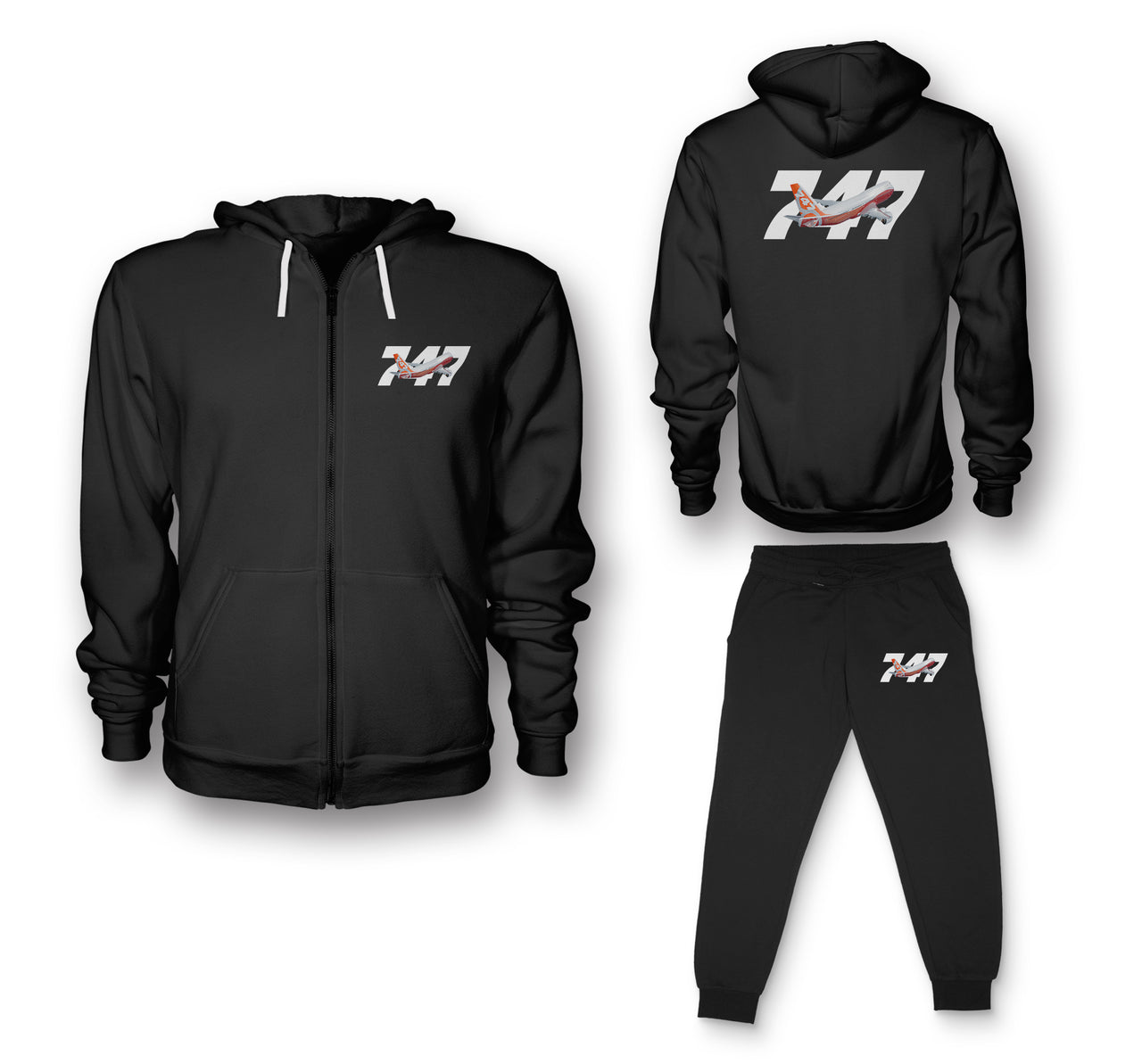 Super Boeing 747 Intercontinental Designed Zipped Hoodies & Sweatpants Set