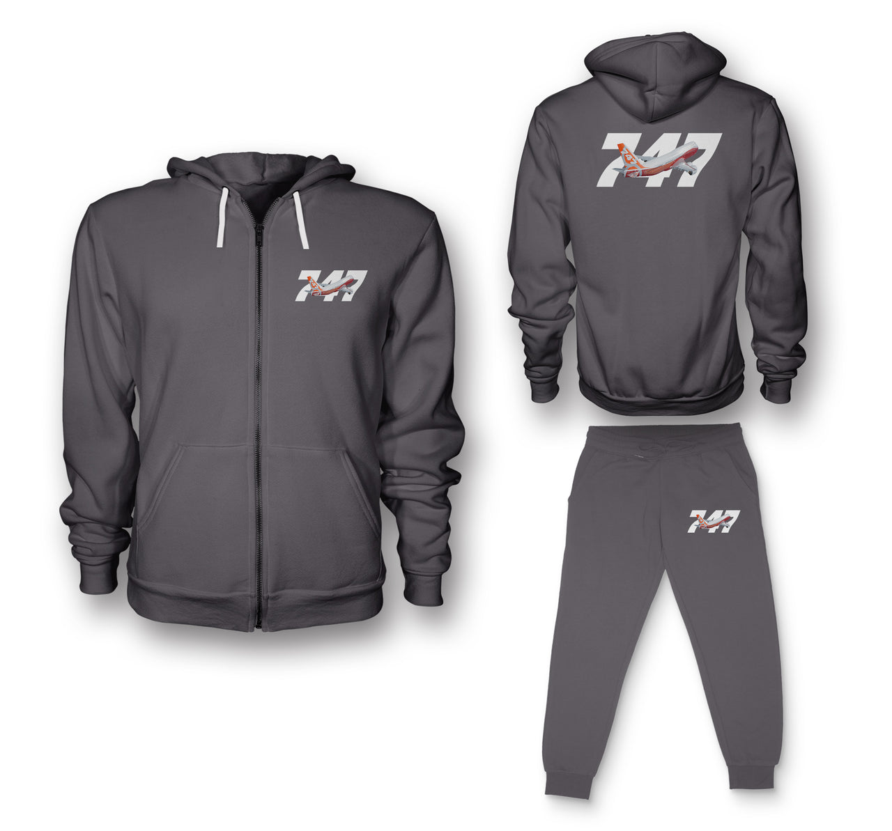 Super Boeing 747 Intercontinental Designed Zipped Hoodies & Sweatpants Set