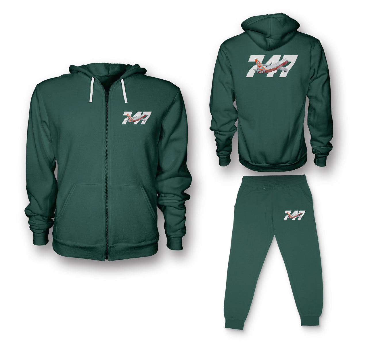Super Boeing 747 Intercontinental Designed Zipped Hoodies & Sweatpants Set