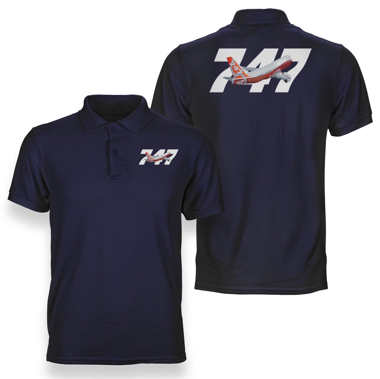 Super Boeing 747 Intercontinental Designed Double Side Polo T-Shirts