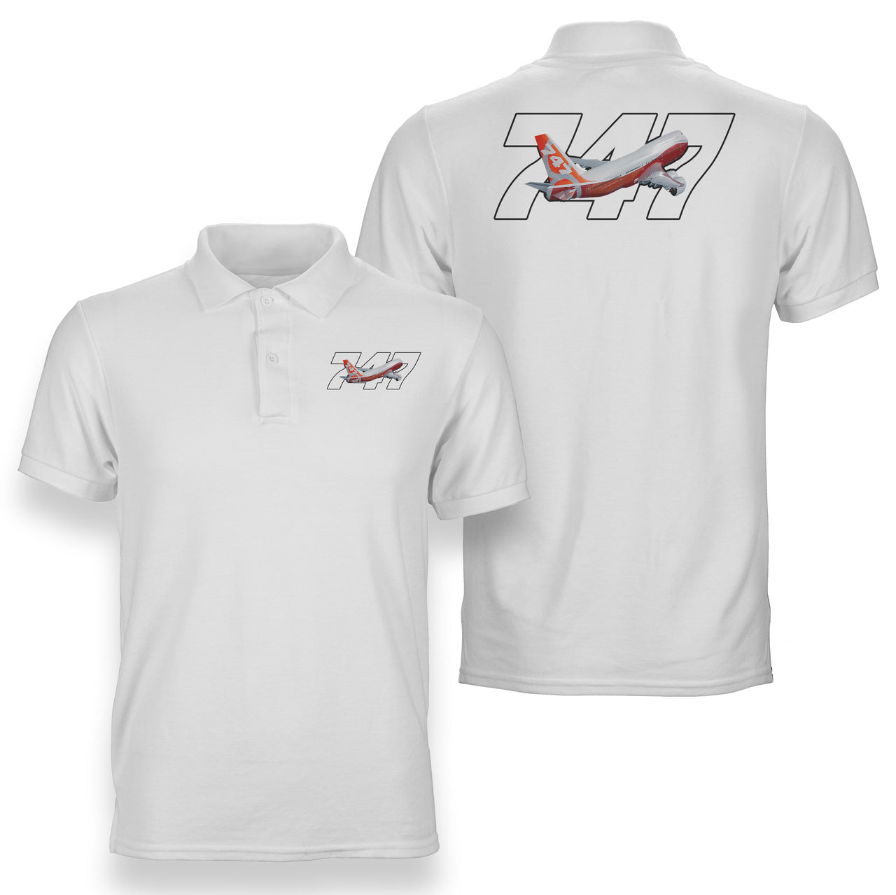 Super Boeing 747 Intercontinental Designed Double Side Polo T-Shirts