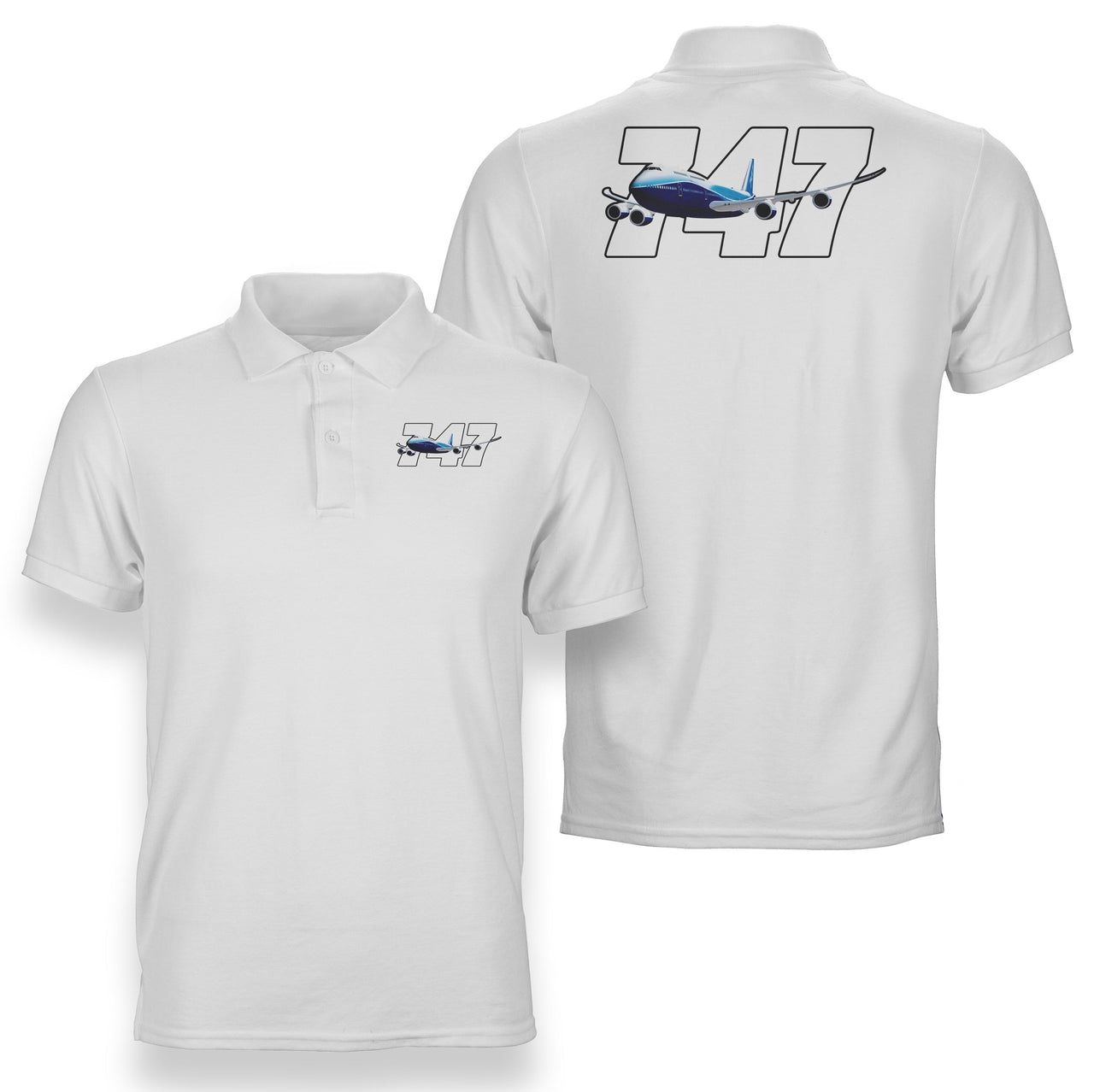 Super Boeing 747 Designed Double Side Polo T-Shirts