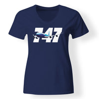 Thumbnail for Super Boeing 747 Designed V-Neck T-Shirts