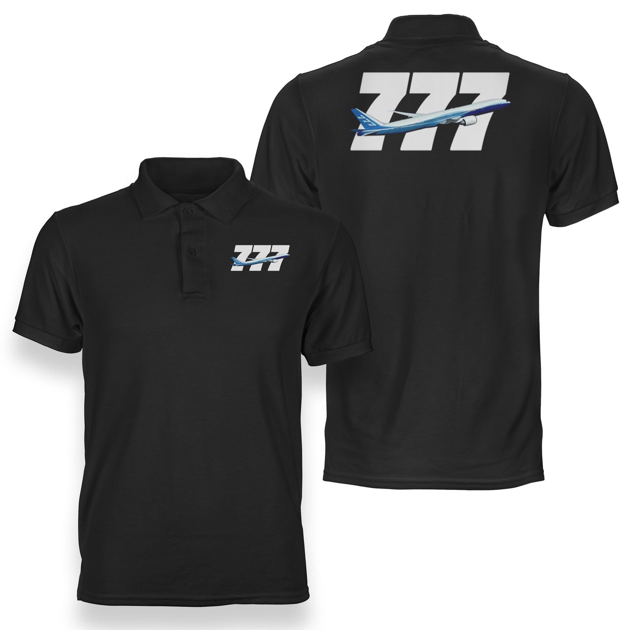 Super Boeing 777 Designed Double Side Polo T-Shirts