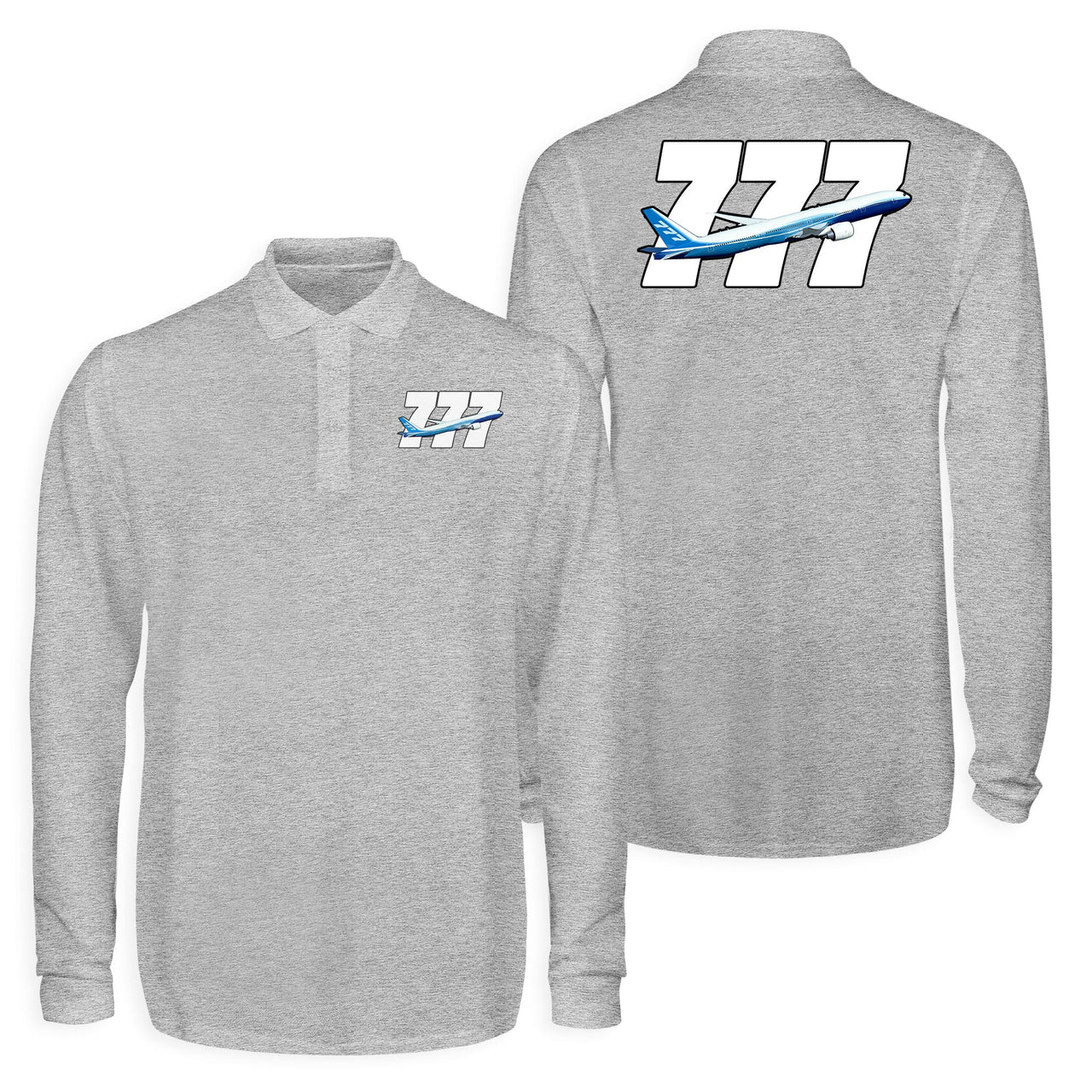 Super Boeing 777 Designed Long Sleeve Polo T-Shirts (Double-Side)