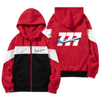 Thumbnail for Super Boeing 777 Designed Colourful Zipped Hoodies