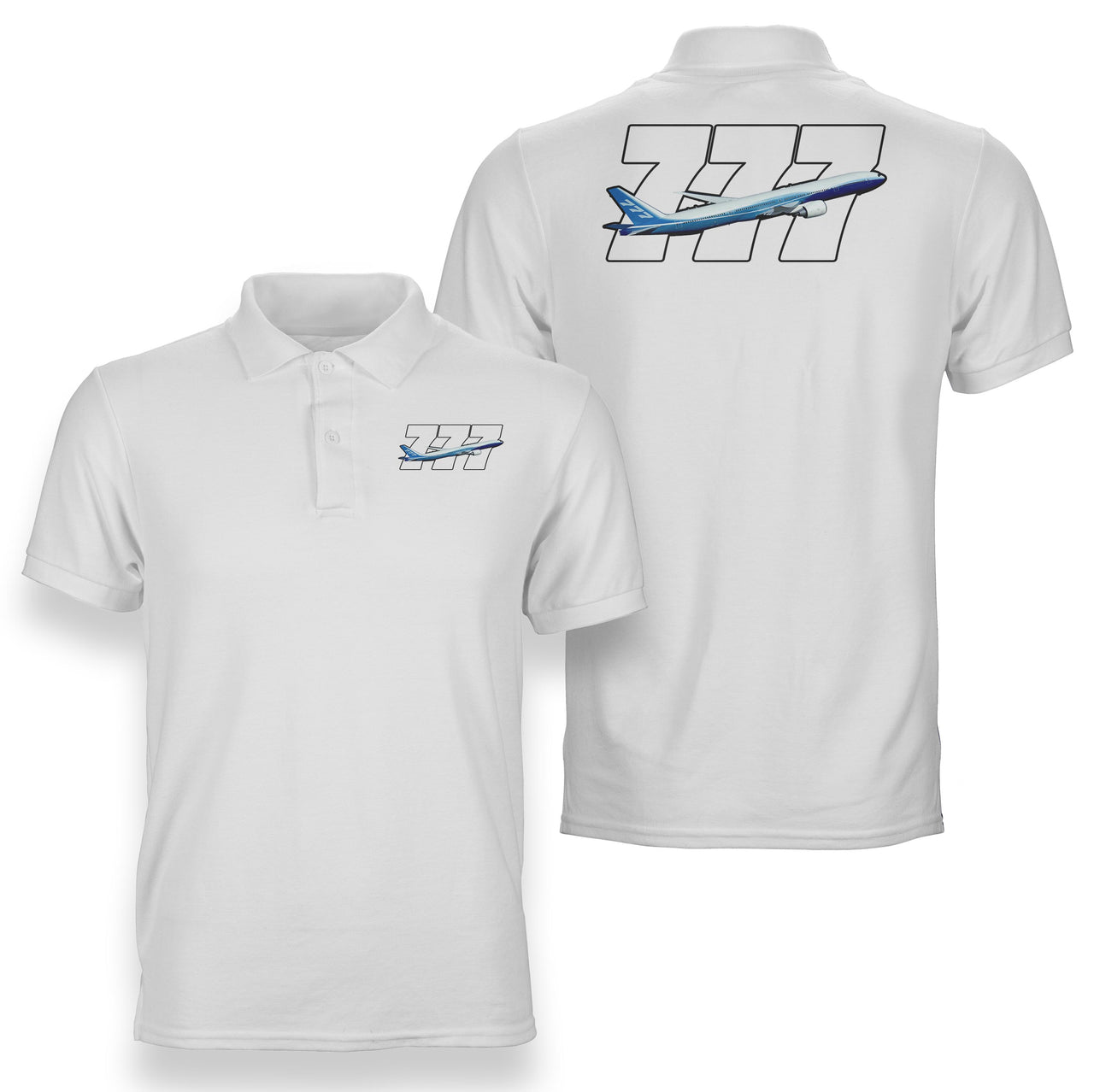 Super Boeing 777 Designed Double Side Polo T-Shirts