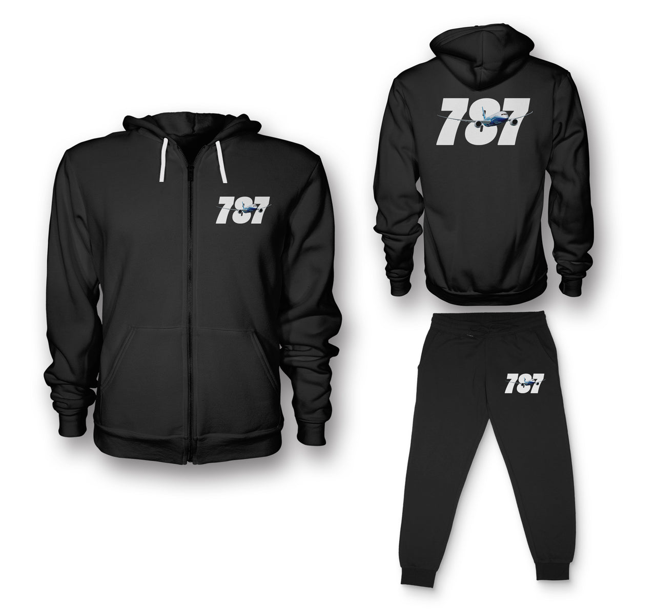 Super Boeing 787 Designed Zipped Hoodies & Sweatpants Set