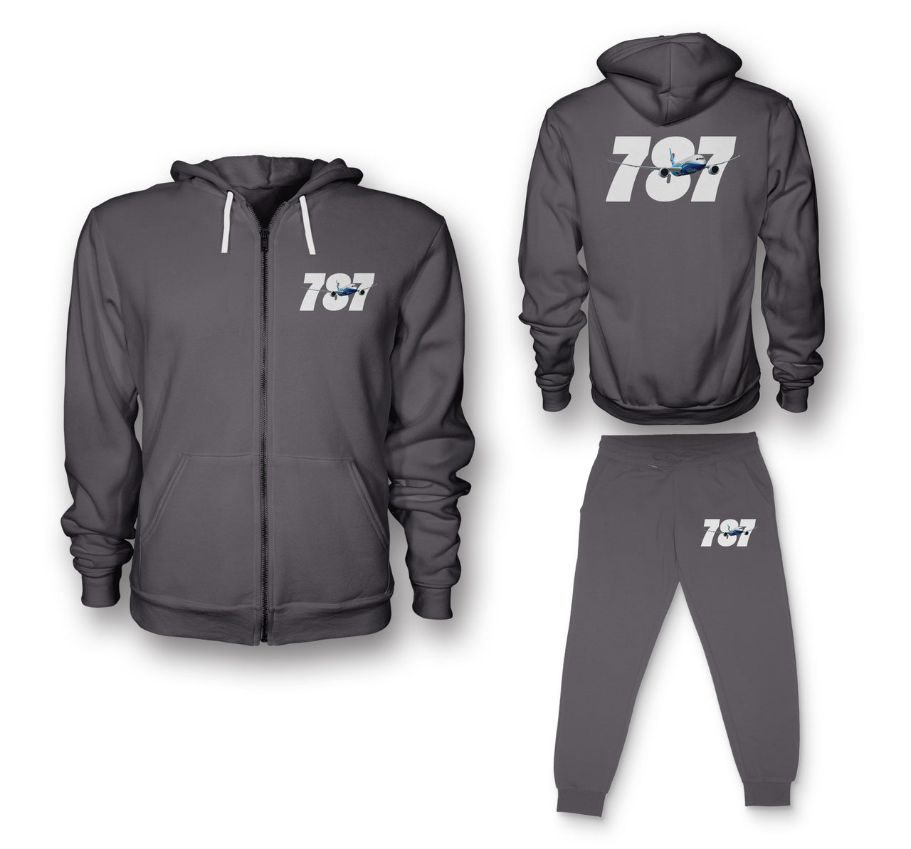Super Boeing 787 Designed Zipped Hoodies & Sweatpants Set