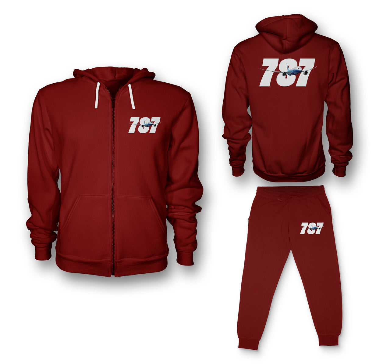 Super Boeing 787 Designed Zipped Hoodies & Sweatpants Set