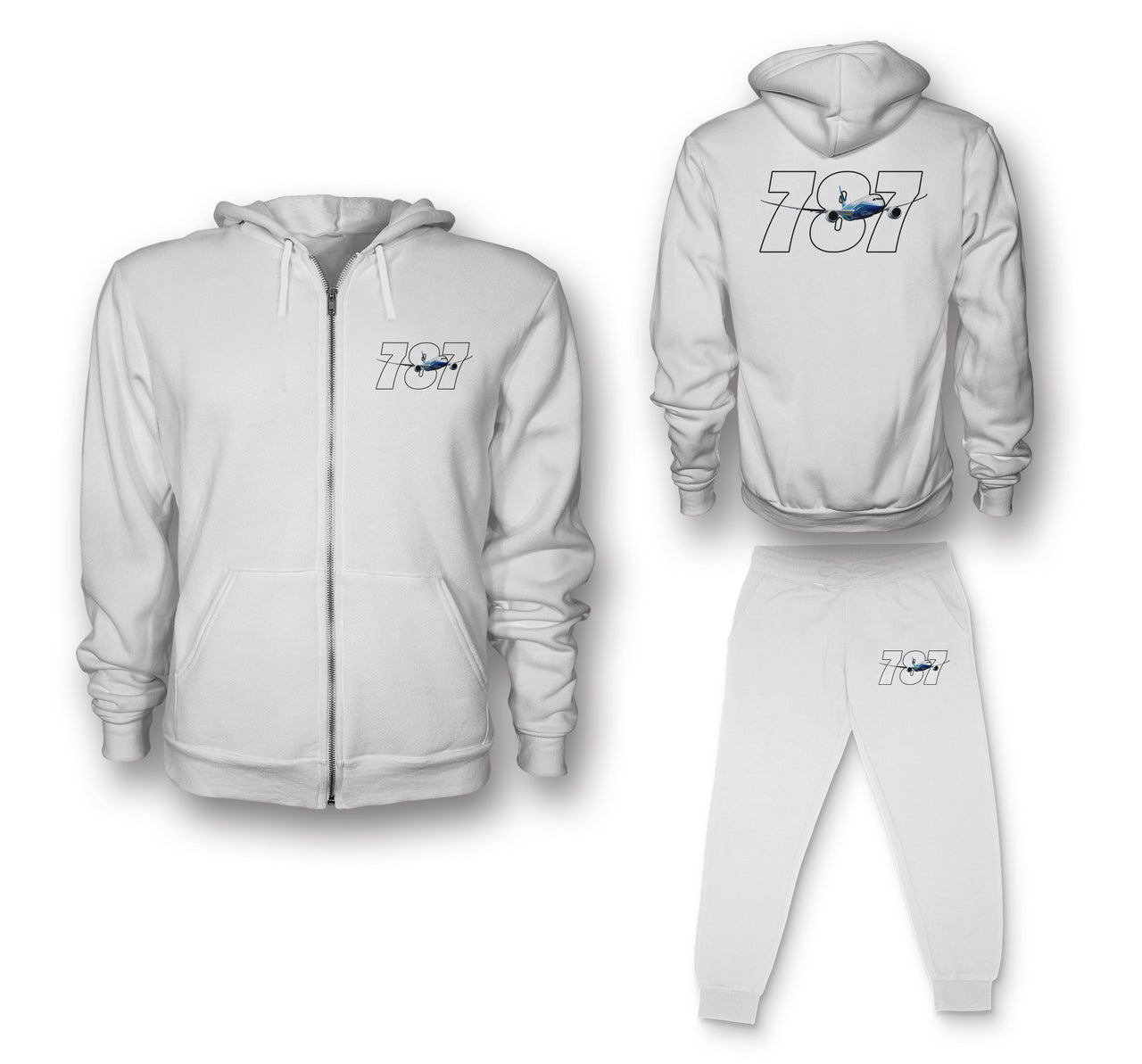 Super Boeing 787 Designed Zipped Hoodies & Sweatpants Set