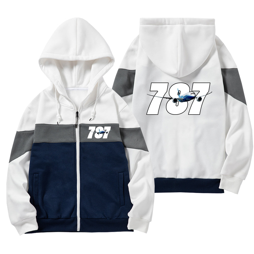 Super Boeing 787 Designed Colourful Zipped Hoodies
