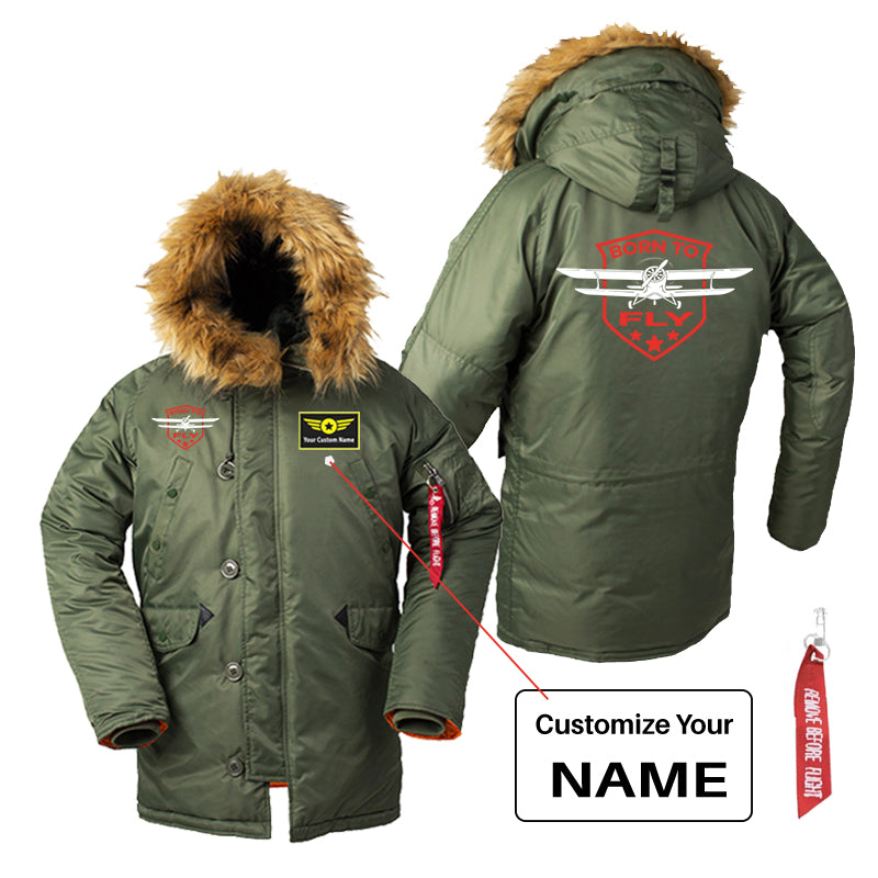 Super Born To Fly Designed Parka Bomber Jackets