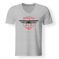 Thumbnail for Super Born To Fly Designed V-Neck T-Shirts