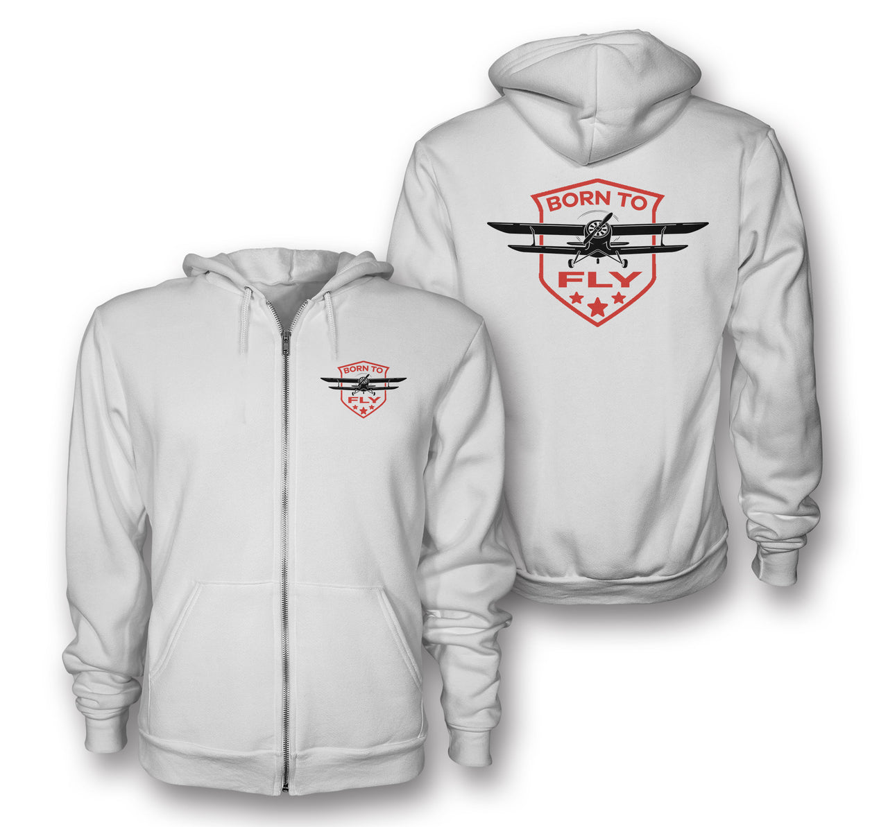 Super Born To Fly Designed Zipped Hoodies