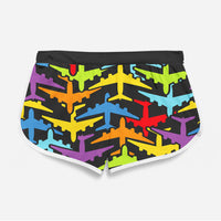 Thumbnail for Super Colourful Airplanes Designed Women Beach Style Shorts