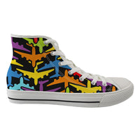 Thumbnail for Super Colourful Airplanes Designed Long Canvas Shoes (Women)