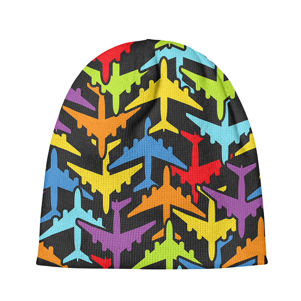 Super Colourful Airplanes Designed Knit 3D Beanies
