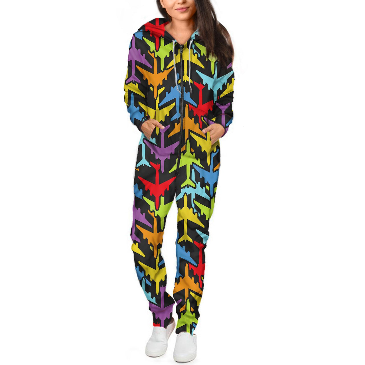 Super Colourful Airplanes Designed Jumpsuit for Men & Women