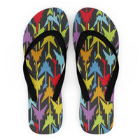 Thumbnail for Super Colourful Airplanes Designed Slippers (Flip Flops)